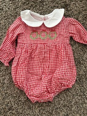 Baby Girls Red Gingham One-Piece with White Peter Pan Collar
